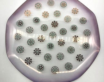 MCM Serving Tray Dorthy Thorpe Glama Glass 14.5 in Round Atomic Starburst Circle