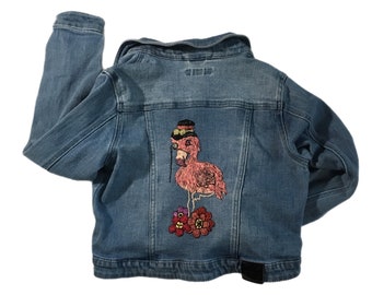 Embroidered Jean Jacket (Child Large): Flingo Flamingo, DKNY Vintage Denim