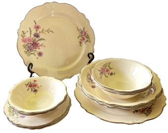 Homer Laughlin 2 Place Settings Virginia Rose VTG 1940s Cottage Core 10 Item Set