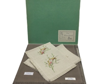 Hand Painted Birds Tablecloth & Napkins Set - Provincial Arts California