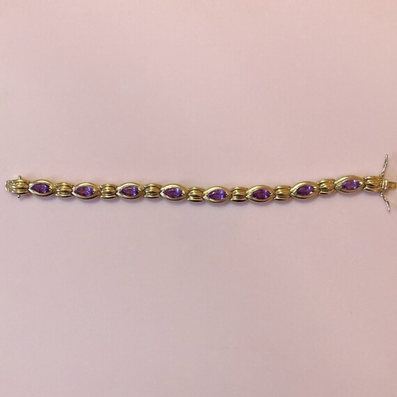 Vintage Purple Sapphire Tennis Bracelet Vintage G… - image 4