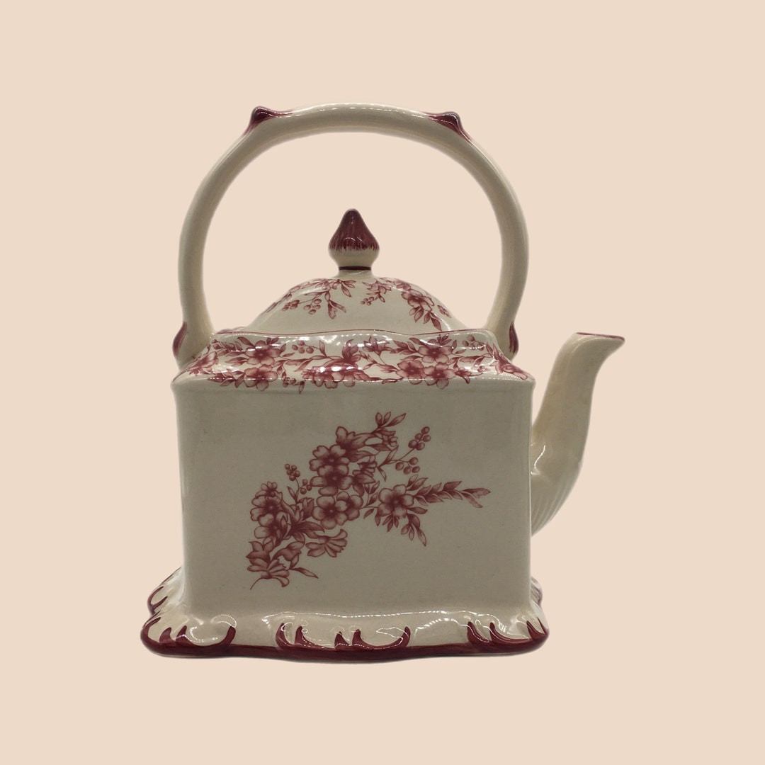 French Country Square Tea Pot Decorative Teapots Floral Tea Etsy