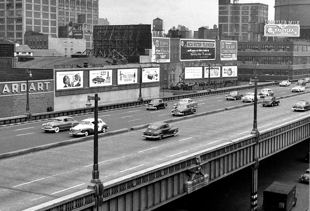 New York City 1954 12th Av Elevated From the Bow of RMS Queen Elizabeth