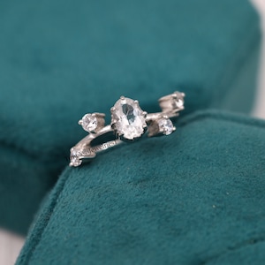 Oval Cut Cubic zirconia Ring, Engagement Ring, Twisted Wedding Ring, Promise Ring, Simulated Diamond Ring, Anniversary Gift, Gift For Her