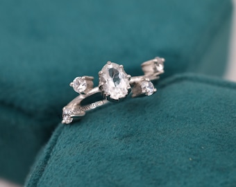Oval Cubic Zirkonia Sterling Silber Twisted Ring