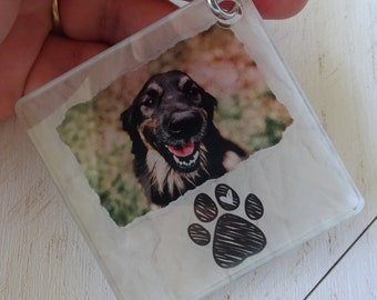 Custom pet photo keychain for remembrance; dog remembrance gift; dog key tag; sympathy loss gift