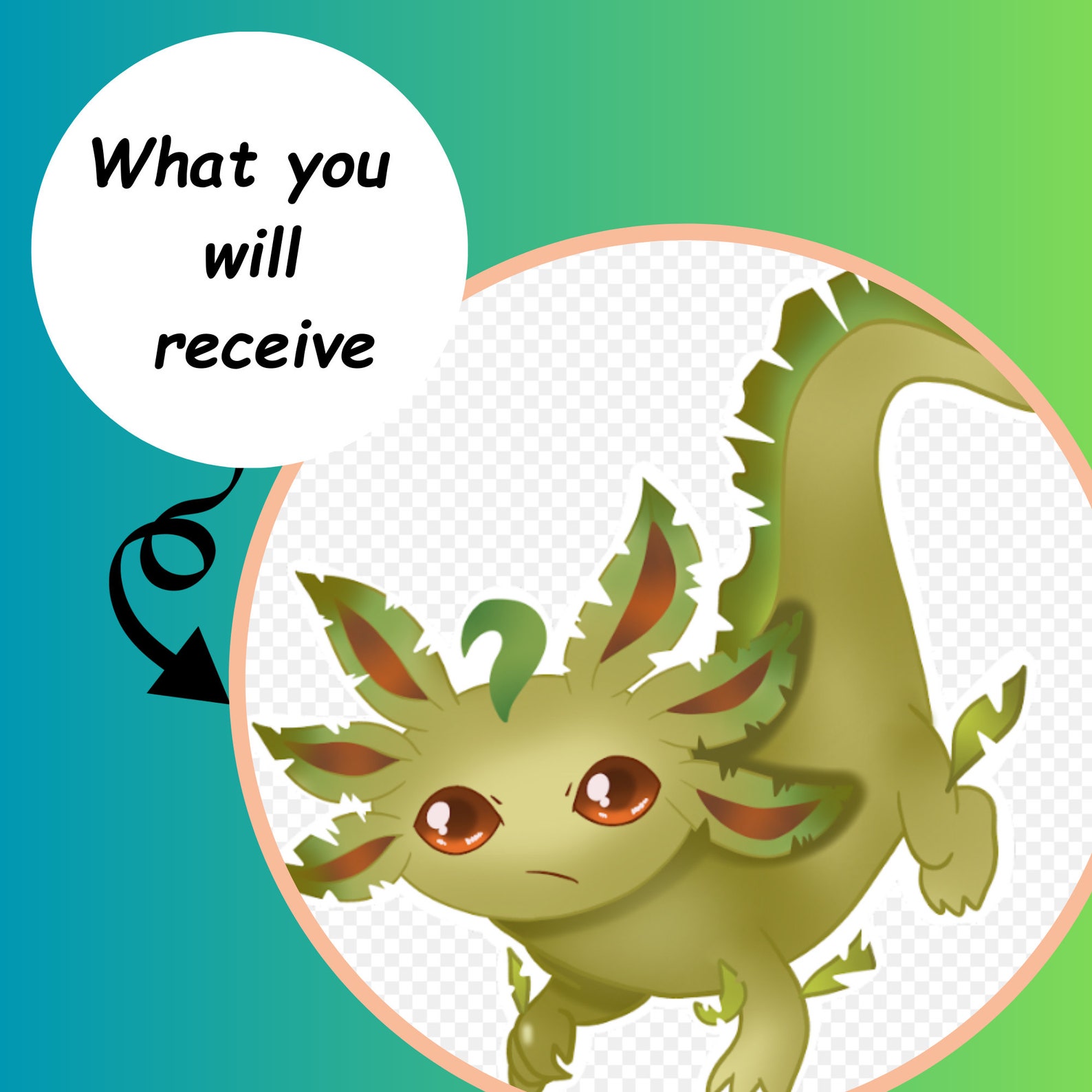Cute Green Axolotl PNG, Digital Downloads Etsy
