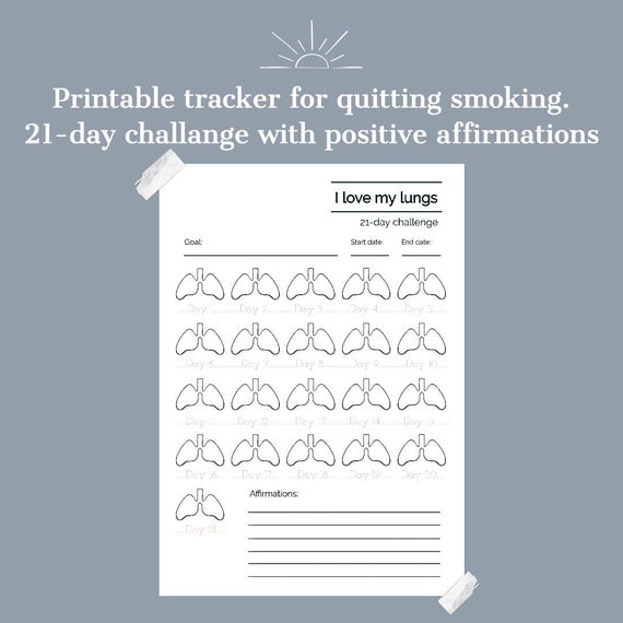 Quit Smoking Printable Template With Positive Affirmations. Etsy