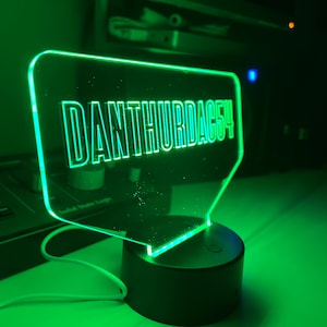 REPLACEMENT Sign For LED Base - Custom LED Gamer Tag Sign with Personalized Gamertag - Illuminate Your Gaming Setup!