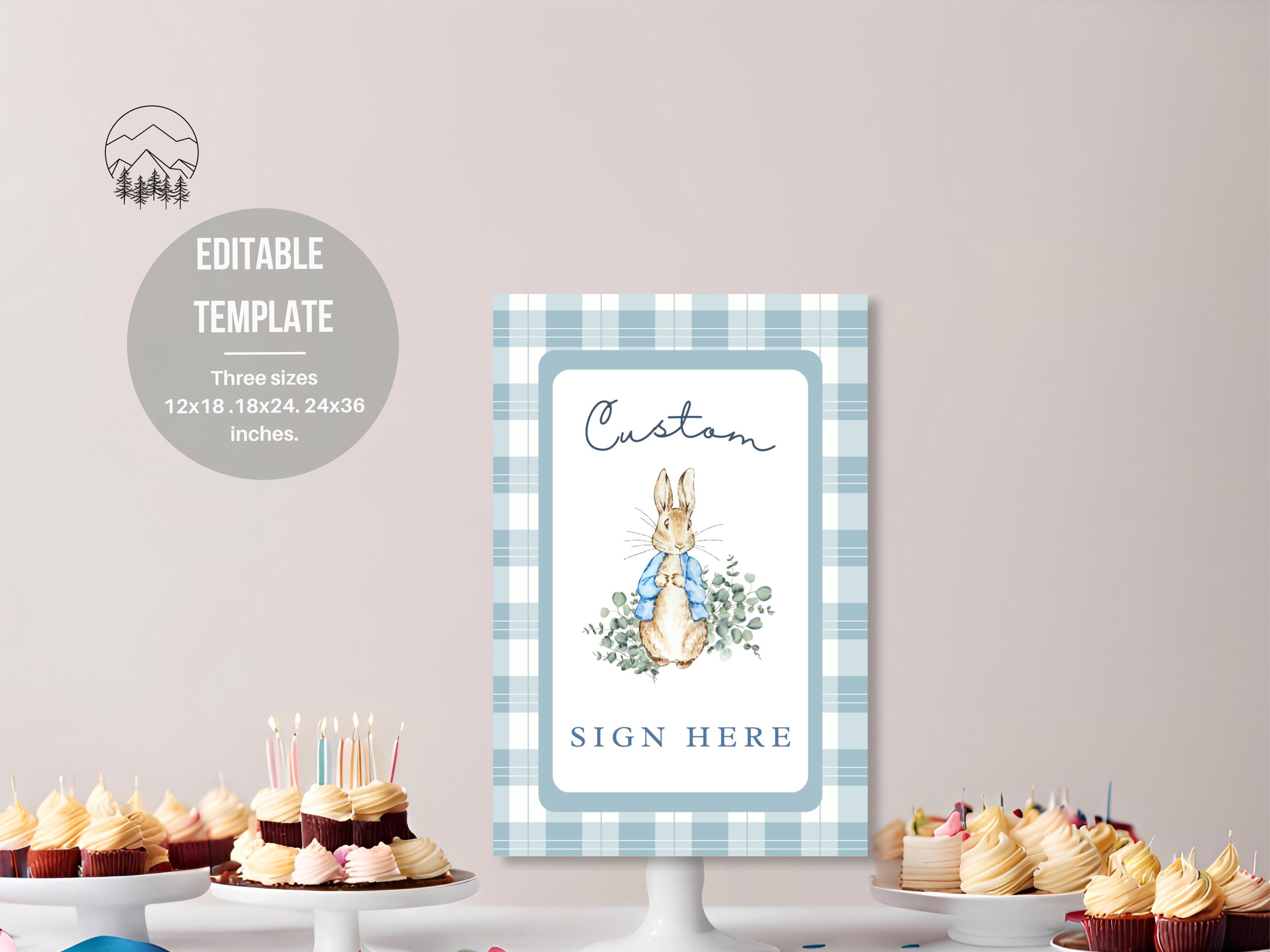 Peter Rabbit Welcome Sign, Editable Birthday Party Decor (digital ...