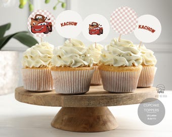 Cartoon Car Cupcake Toppers – Birthday Party Decorations (Digital Download)