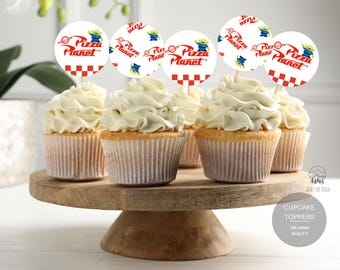 Toy Story Pizza Planet Cupcake Toppers – Birthday Party (Digital Download)