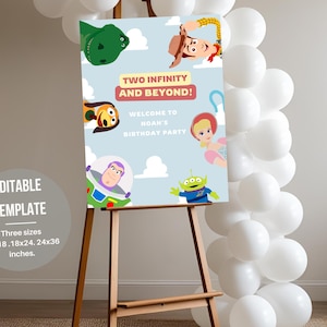 Two Infinity and Beyond Welcome Sign/Toy Story Birthday Welcome Sign/EDITABLE Template/ Instant Download/Free edit in Canva