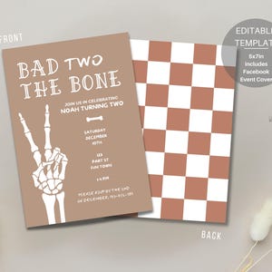 Colori dell'invito di compleanno Bad Two The Bone / Invito digitale modificabile istantaneo / Idea per il tema del secondo compleanno