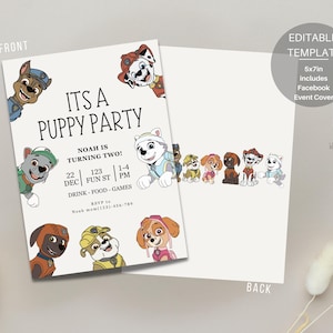 Bearbeitbare Welpen Party Einladung / Kinder Einladung Vorlage zum ausdrucken / Bearbeitbare Einladung / Digitaler Download