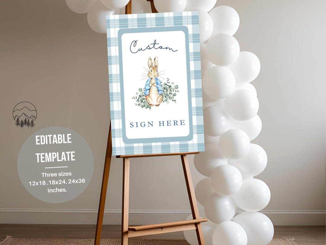 Editable Peter Rabbit Welcome Sign/ Peter Rabbit Party Sign / Instant ...