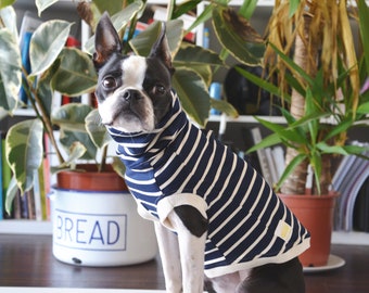 Ready to Wear / Made to Order / Koko Cotton Sleeveless Top - Navy and White French Terry