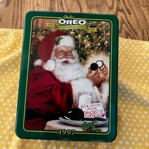 vintage 1997 Oreo Collectible Santa Tin - Boîte édition 85e anniversaire