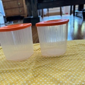 Tupperware Fresh n Cool Klare Behälter mit Orange Deckeln #5057A