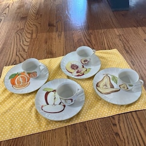 Vintage Fruit Teacups & Plate Set of four