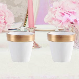 White  and gold terracotta pot 2.5&quot; Wedding supplies, party favors, Home decoration, small plants pots, succulent pots, gift.