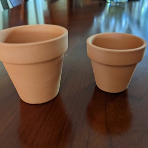 Terracotta 2 or 2.5 inches pots , drainage hole. Great for succulents, cactus. small plants.