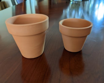 Terracotta 2 or 2.5 inches pots , drainage hole. Great for succulents, cactus. small plants.