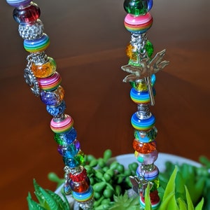 Colorful 21&quot; garden stake suncatcher, plant pot decoration, garden decoration.