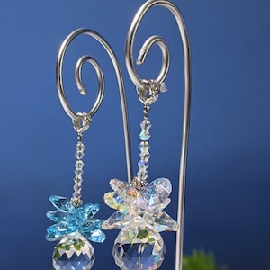Fairy garden wand plant stake 11" or 14" with a prism and 6 octagons (any color you choose), like a white pineaple, finished with AB beads,