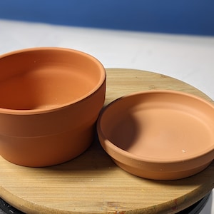Shallow 5 inches diameter terracotta pot,  with or without saucer. Succulents, cactus.