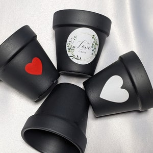 Black terracotta pot 2.5&quot; wedding or party favors, choose between original or decorated, succulents, small plants.