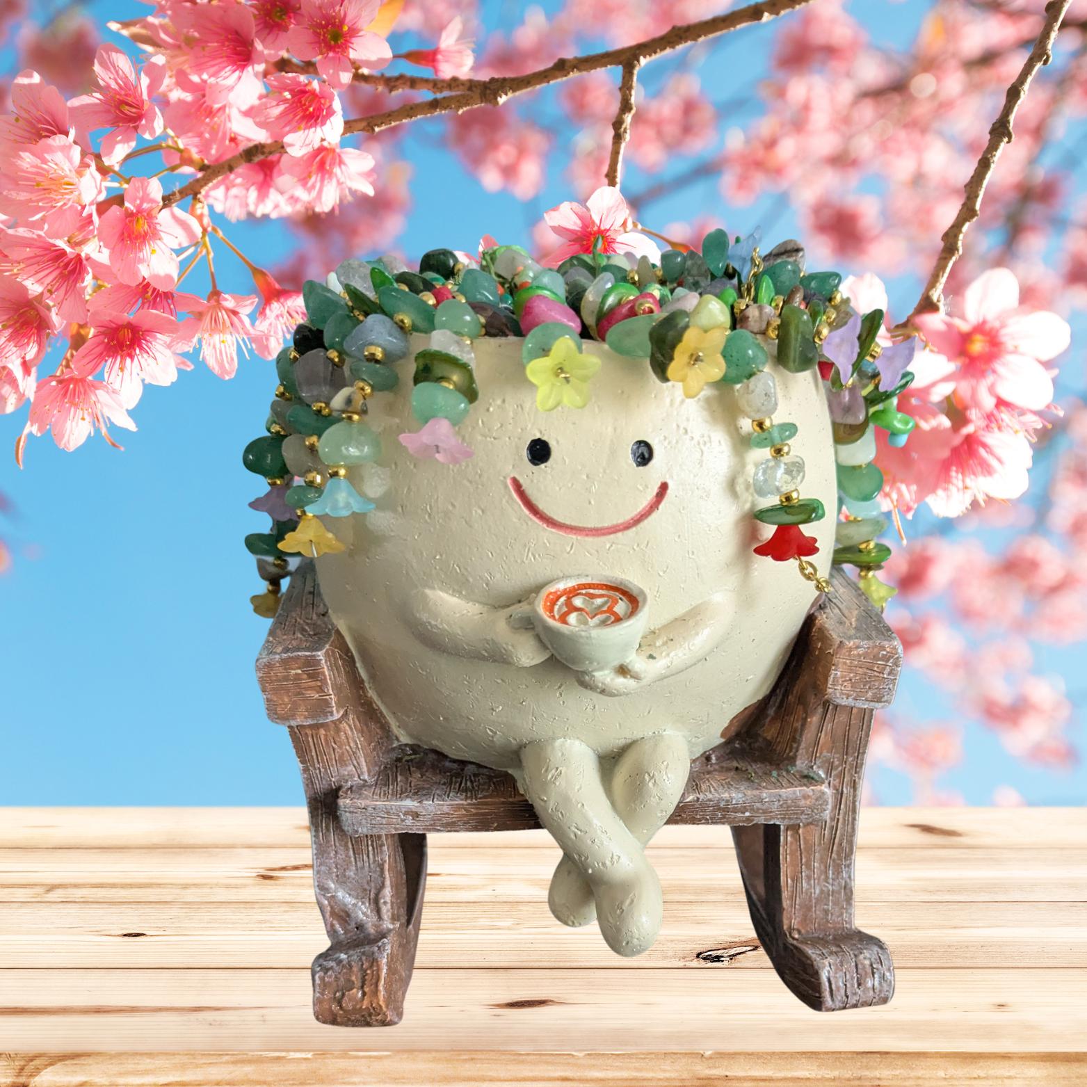 Plant Accessories Smiley Face Rocking Chair Planter Pot - Cute Coffee ...