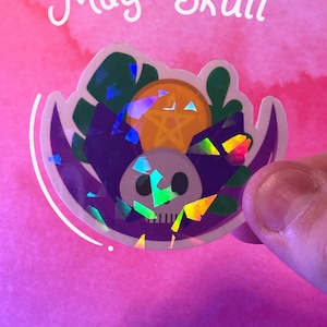 Magic Skull Holographic Sticker | Waterproof Vinyl Decal | Spooky Witchy Sticker