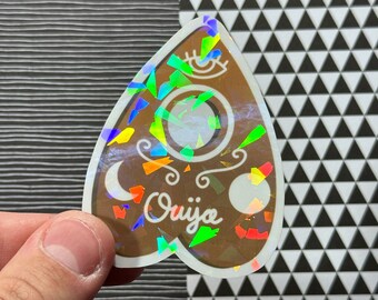 Ouija Brett Planchette Holographischer Aufkleber | Wasserfester Vinyl-Aufkleber | Mond Ouija Planchette Aufkleber