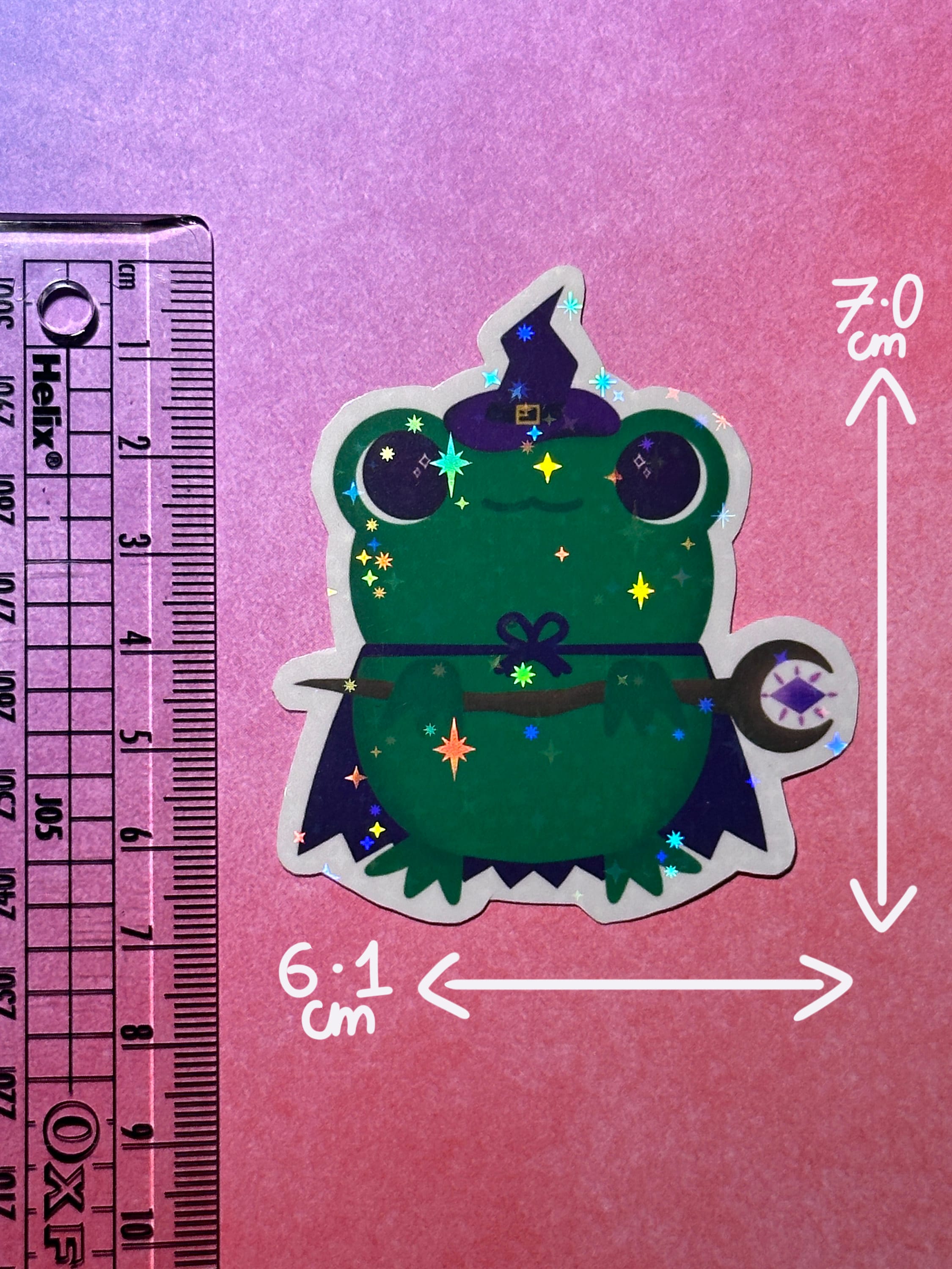 Frog Wizard Holographic Sticker | Waterproof Vinyl Decal | Cute Frog ...