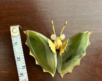 Green Stone Butterfly Pin