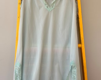 Vintage lingerie / nightgown / lace dress in light blue with lace details