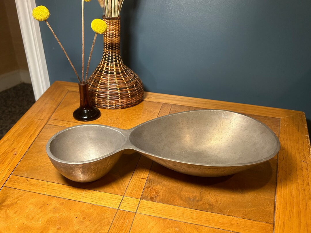Polished Pewter Modern Chip Dip Serving Bowl Etsy