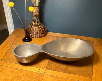 Polished Pewter Modern Chip Dip Serving Bowl