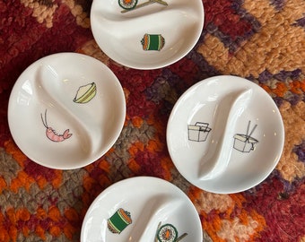 Set of 4 “takeout” dip bowls