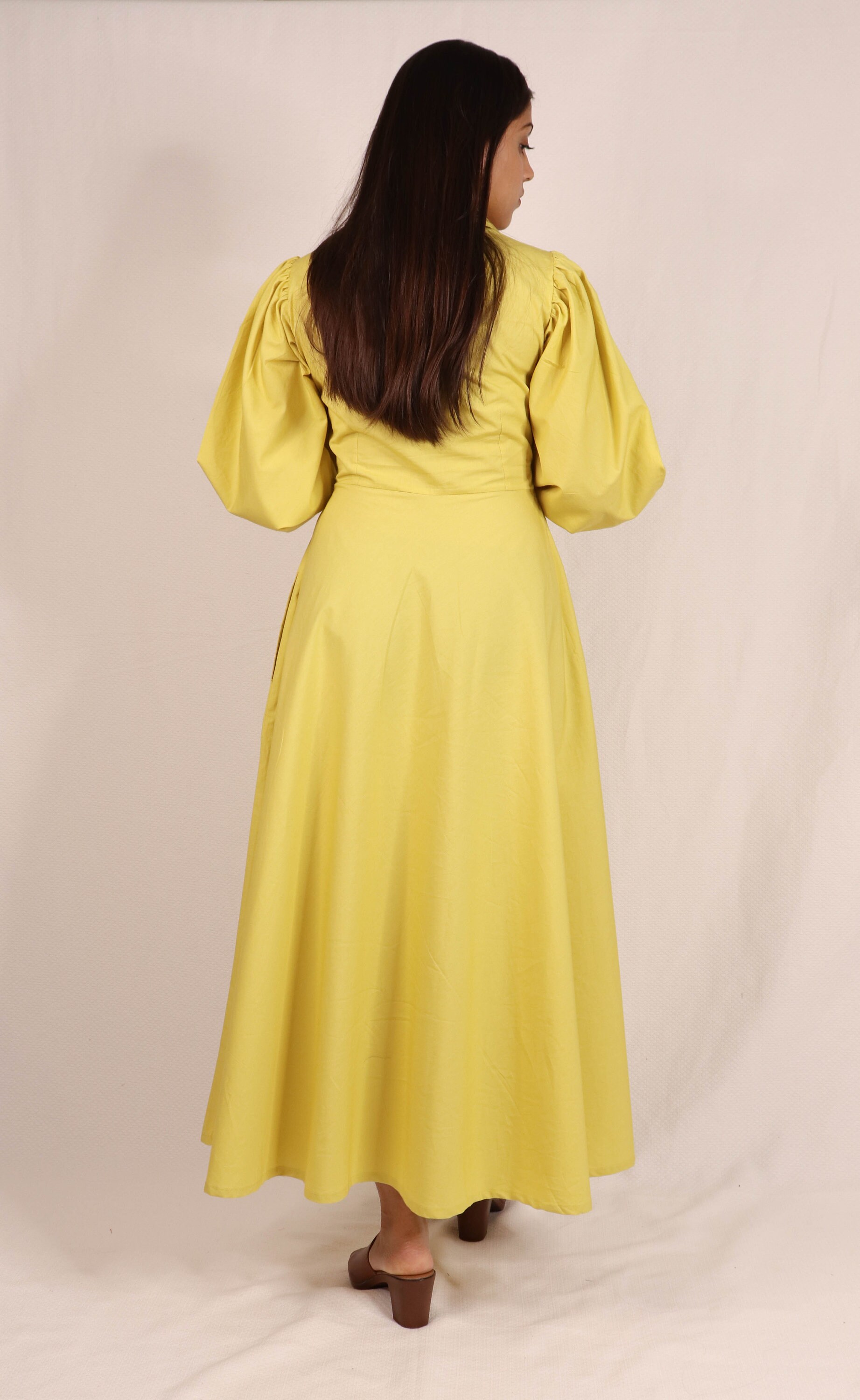 Cotton Yellow Long Dress Etsy