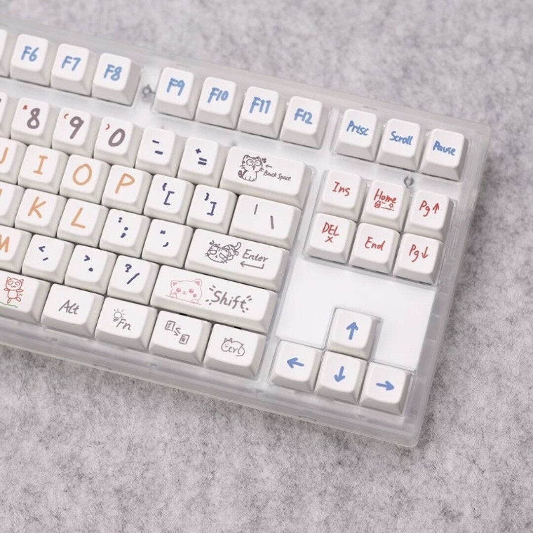 135 Pcs CHERRY Keycaps Set, Cat Theme Keycaps, Opaque Keycaps With High ...