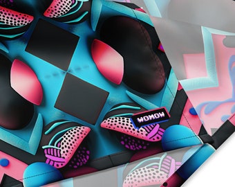 Bandana à motif géométrique coloré, foulard polyvalent parfait pour les événements décontractés ou habillés !