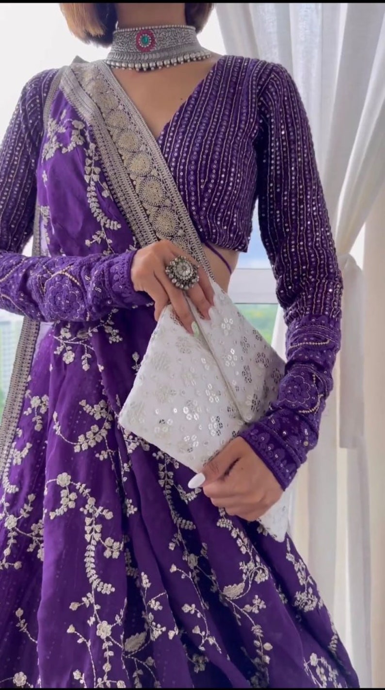 Indian Lehenga choli For Women Indian wedding LehengaPartywear lehenga for womenGift for herPakistani wearIndian lehengacholiPartywear image 2