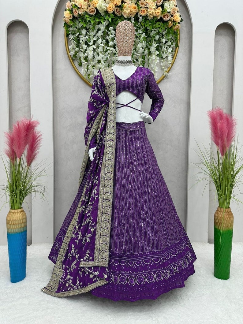 Indian Lehenga choli For Women Indian wedding LehengaPartywear lehenga for womenGift for herPakistani wearIndian lehengacholiPartywear image 5
