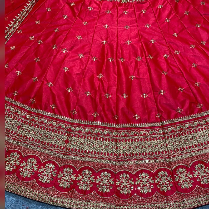 Lehengas indias para mujeres listas para usar/fiesta boda usar lehenga choli / Lehenga roja para mujeres/ Regalo para ella/ lehenga choli paquistaní imagen 5