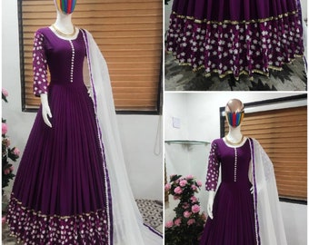 Casual Indian Party Wear Look Gown For Women,Indian Wedding party wear, casual wear with dupatta, Gown for Women Wedding Wear Gown for women