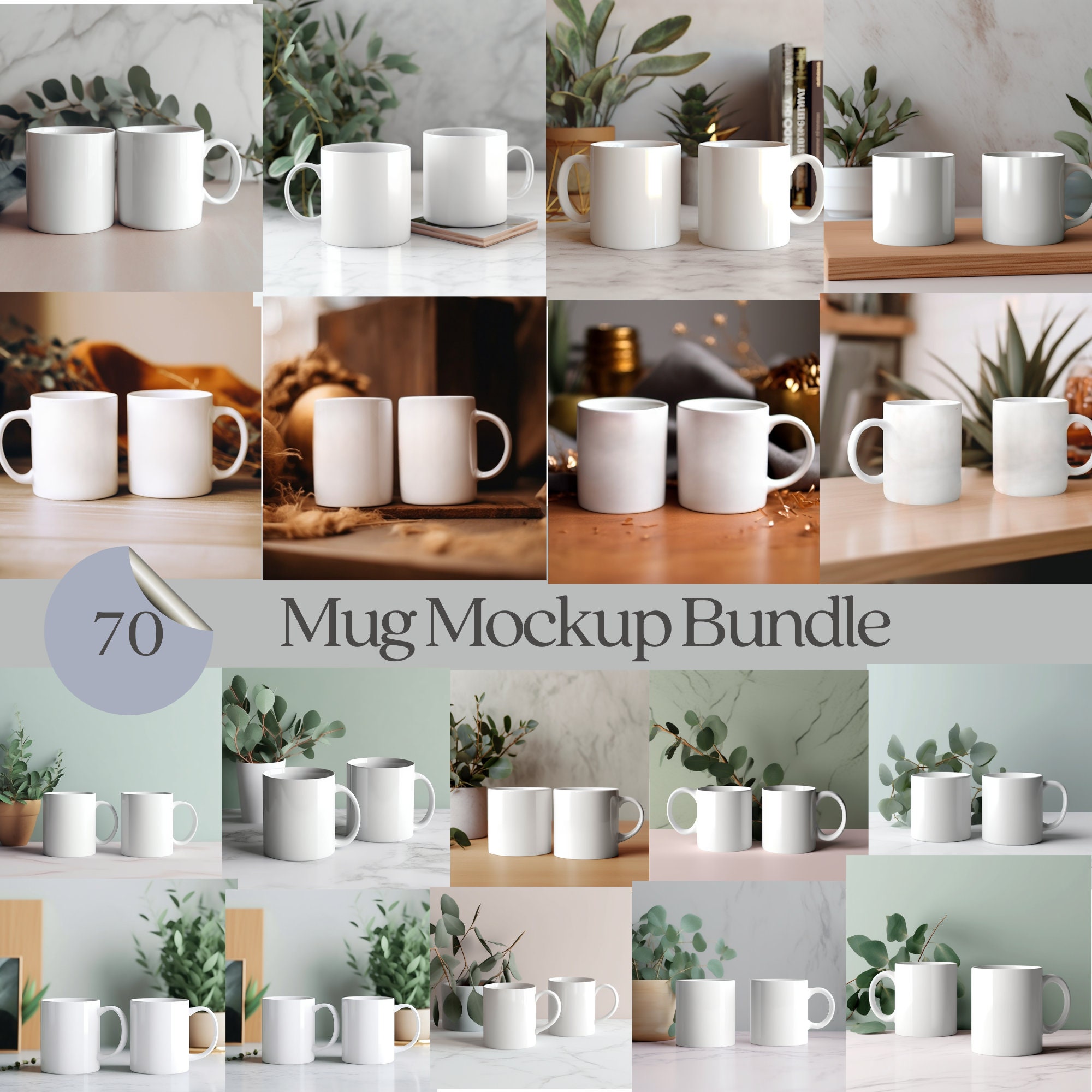 Double Mug Mockup: Showcase Your Designs With Our 11 Oz Mock Ups  Minimalistic Boho Mug Mockup Bundle 