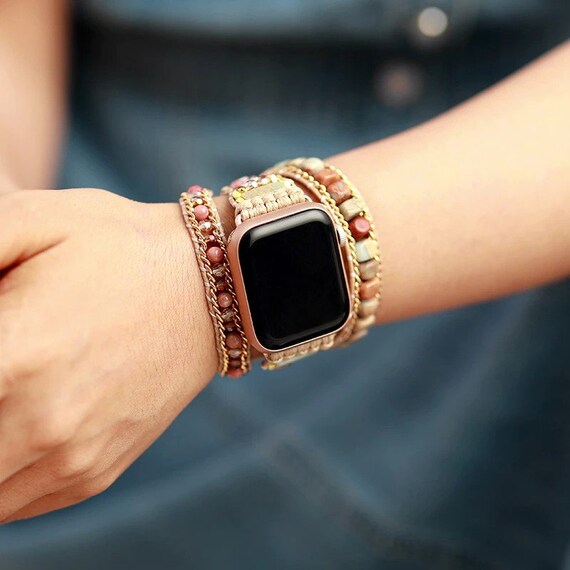 Creative Natural Gems Stone Aple Watch Band Beads Smart Watch