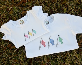Fishing Rod and Fish Embroidered Children's Clothes-Custom Embroidery